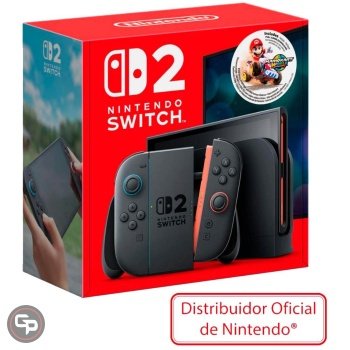 Consola Nintendo Switch 2 con controles Joy-Con y juego Mario Kart World